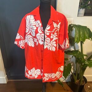 Red and White Floral Men's Shirt